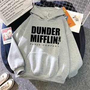 مكتب Dunder Mufflin INC ورقة هوديي دوايت شروت البلوز الرجال النساء هوديس بلوزة كاجوال معطف بقلنسوة