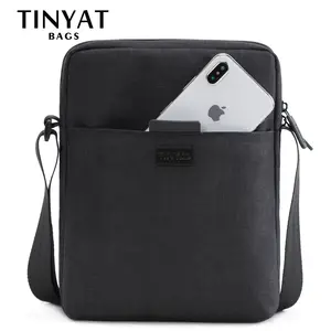 TINYAT حقائب رجالية حقيبة كتف قماش خفيفة لـ 7.9 بوصة Ipad حقائب كروس عادية مقاوم للماء حقيبة كتف الأعمال للرجال 0.13 كجم