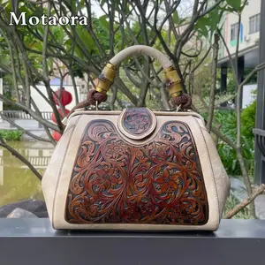 حقيبة كتف جلدية منحوتة مصنوعة يدويًا للنساء ، حقائب يد فاخرة للسيدات ، حقائب بتصميم عتيق ، حقائب عصرية للإناث ،!