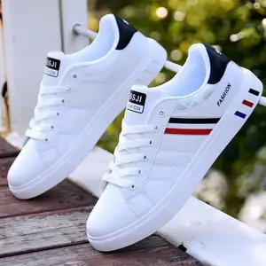 أحذية رياضية رجالية كاجوال أحذية رجالية مسطحة Zapatillas Hombre خفيفة الوزن من جلد البولي يوريثان قابلة للتنفس أحذية رياضية بيضاء للرجال