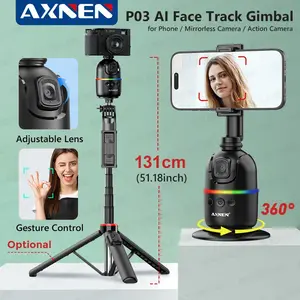 AI Face تتبع مثبت الهاتف المحمول Gimbal ، دوران تلقائي ، حامل سيلفي لهاتف iPhone 15 Pro Max andro ، حامل ثلاثي القوائم اختياري