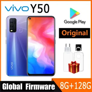 VIVO Y50 البرامج الثابتة العالمية الهاتف المحمول Snapdragon 665 ثماني النواة 6.53 "5000mAh 18W Dash Charge 8GB 128GB 16.0MP كاميرات الهاتف المستخدم