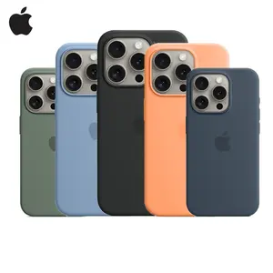 حافظة أصلية من السيليكون السائل من Apple Magsafe لهاتف iPhone 15 14 13 Pro Max حافظة شحن لاسلكي غطاء حماية كامل