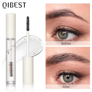 QIBEST جل الحواجب شمع الحواجب الشفاف مقاوم للماء يدوم طويلاً مع فرشاة ثلاثية الأبعاد صابون تصفيف الحواجب لمستحضرات التجميل النسائية